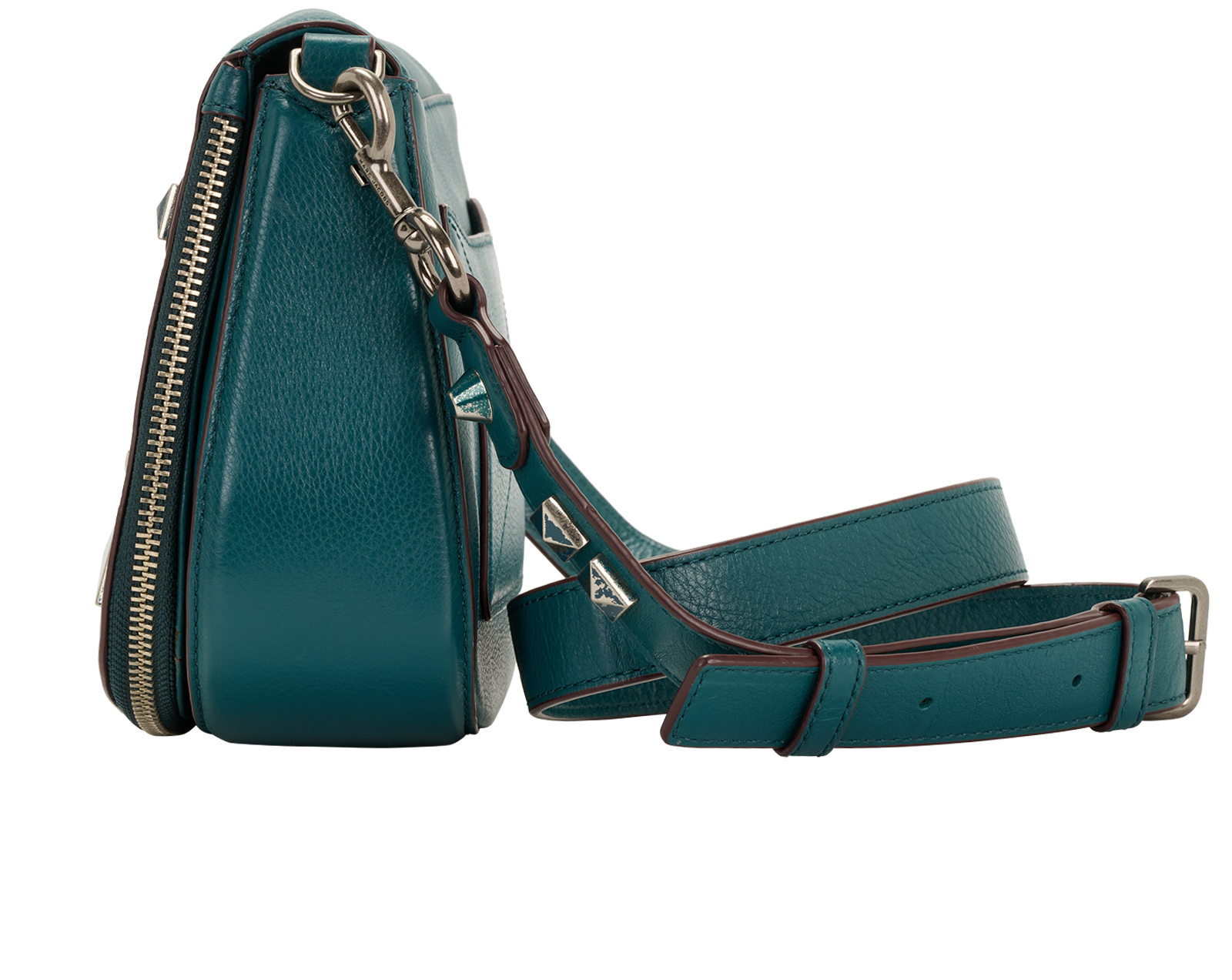 Studded Recruit Nomad Crossbody, &pound;110, Handbags, Green, Leather, Bottom view